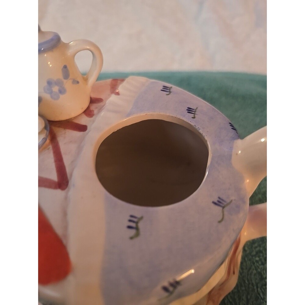Vintage Sunshine Ceramic Novelty Teapot Table with Fruit and Tea